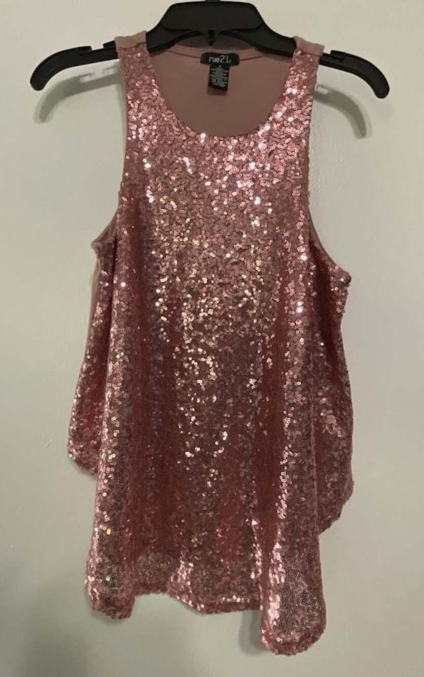 rue21 Women's Rose Gold Sequin Sleeveless Tank Top